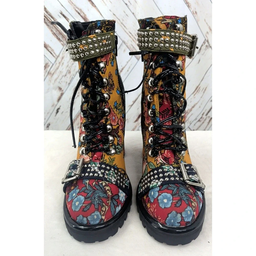 Jeffrey Campbell Lilith Block Heel Bootie In New Floral Design - Picture 2 of 8